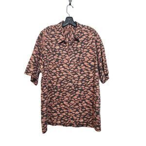 Tori Richard Fish Print Camp Shirt 2X Black GUC Cotton
